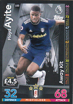 Floyd Ayite Fulham 2018/19 Topps Match Attax Away Kit #153